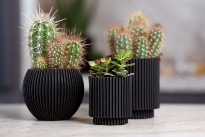 Capi Europe - Vaas cilinder Groove - 11x12 - Zwart