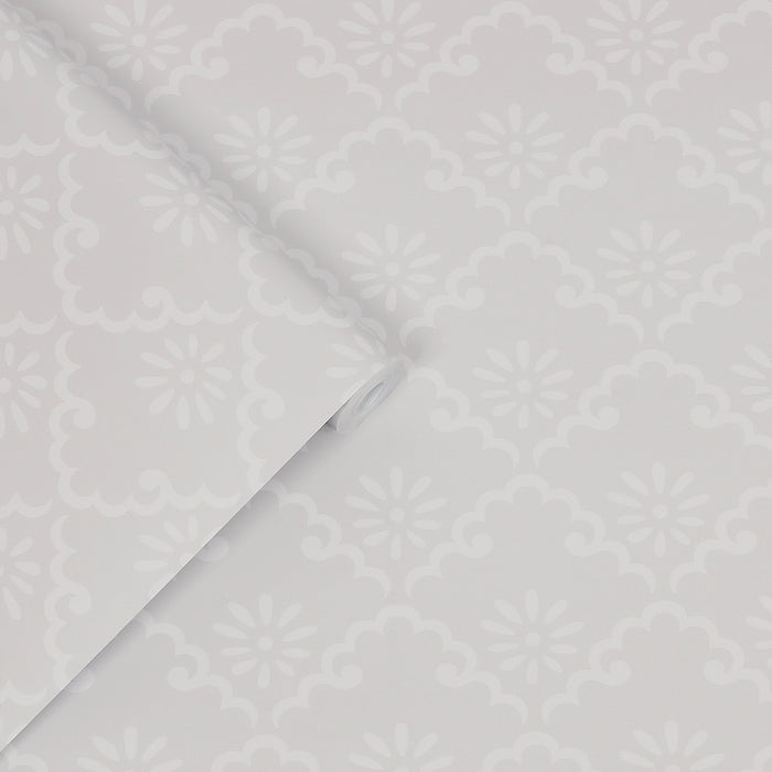 Laura Ashley Coralie Behang - Bloemen - 10mx52cm - Grijs