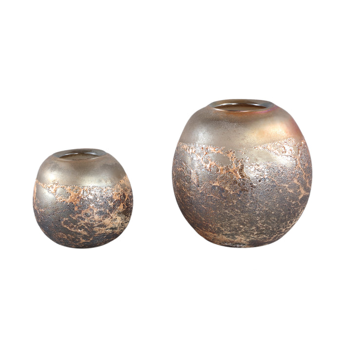 PTMD Daynaa Brown solid glass vase burned bulb L