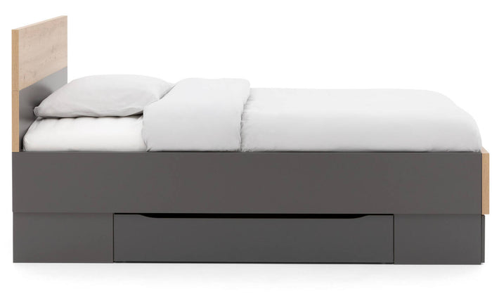 Goossens Bedframe Peder - 120 x 200 - Grafiet met accent eiken artisan