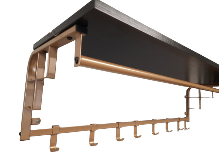 FURNILUX - Kapstok 110 x 30 x 27 cm - 8 Haken - GOUD -Zwart