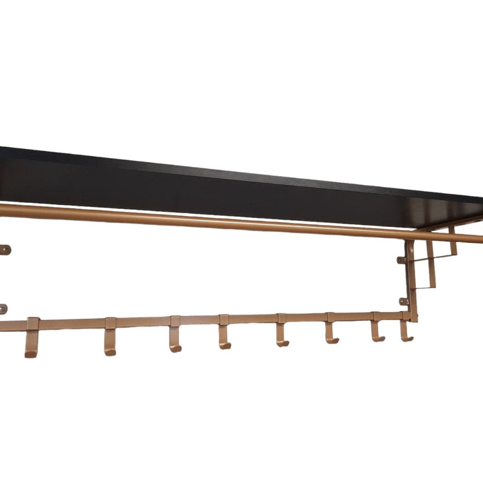 FURNILUX - Kapstok 110 x 30 x 27 cm - 8 Haken - GOUD -Zwart