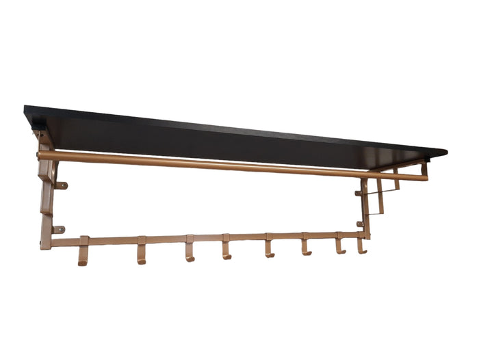 FURNILUX - Kapstok 110 x 30 x 27 cm - 8 Haken - GOUD -Zwart