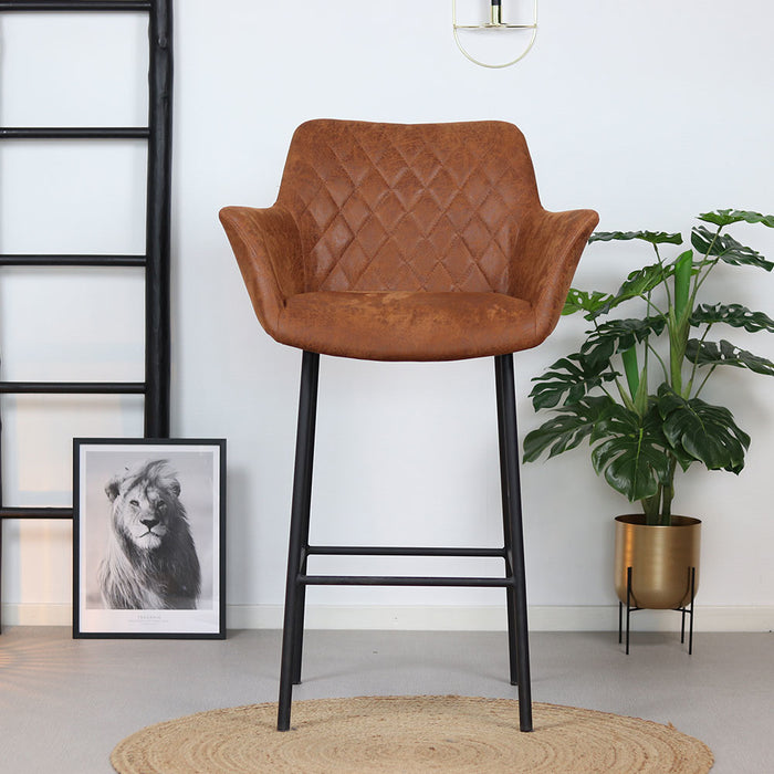 Bronx71 Industriële barstoel Club cognac eco leer 78 cm - Barkrukken