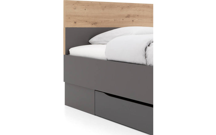 Goossens Bedframe Peder - 120 x 200 - Grafiet met accent eiken artisan