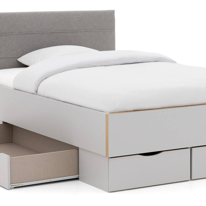 Goossens Bedframe Ita - 120 x 210 - Zijdegrijs met accent eiken