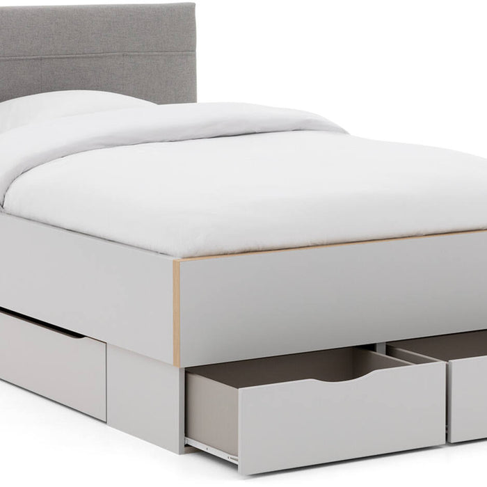 Goossens Bedframe Ita - 120 x 210 - Zijdegrijs met accent eiken