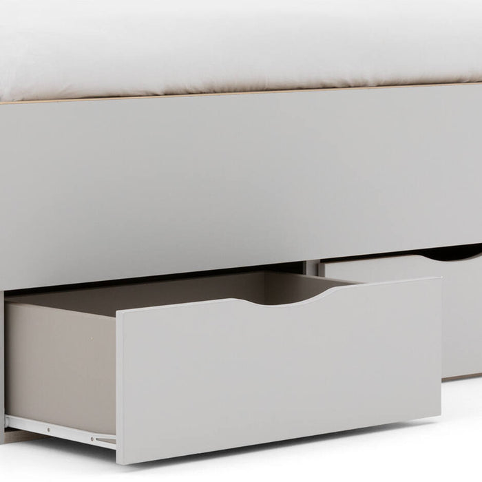 Goossens Bedframe Ita - 120 x 210 - Zijdegrijs met accent eiken