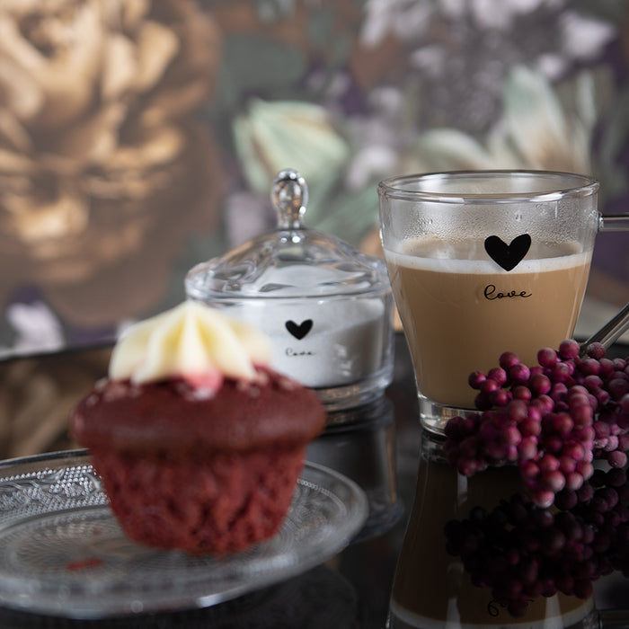 Clayre & Eef Glazen potje Ø 9x9 cm Glas Rond Hart Love Potje