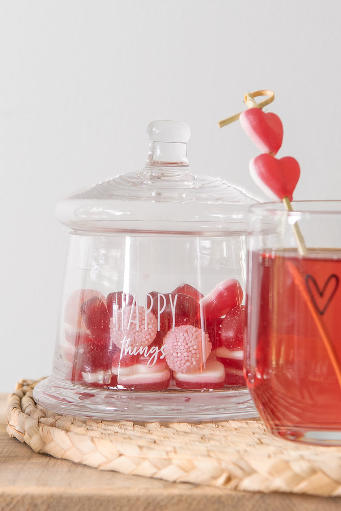 Clayre & Eef Voorraadpot Deksel Ø 12x13 cm Glas Hart