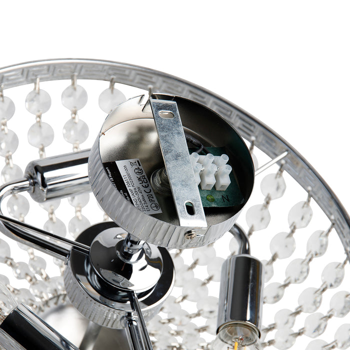 QAZQA Klassieke plafondlamp staal met kristal 3-lichts - Mondrian