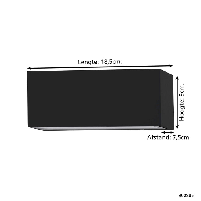 EGLO Spongano Wandlamp - buitenverlichting - LED - Zwart