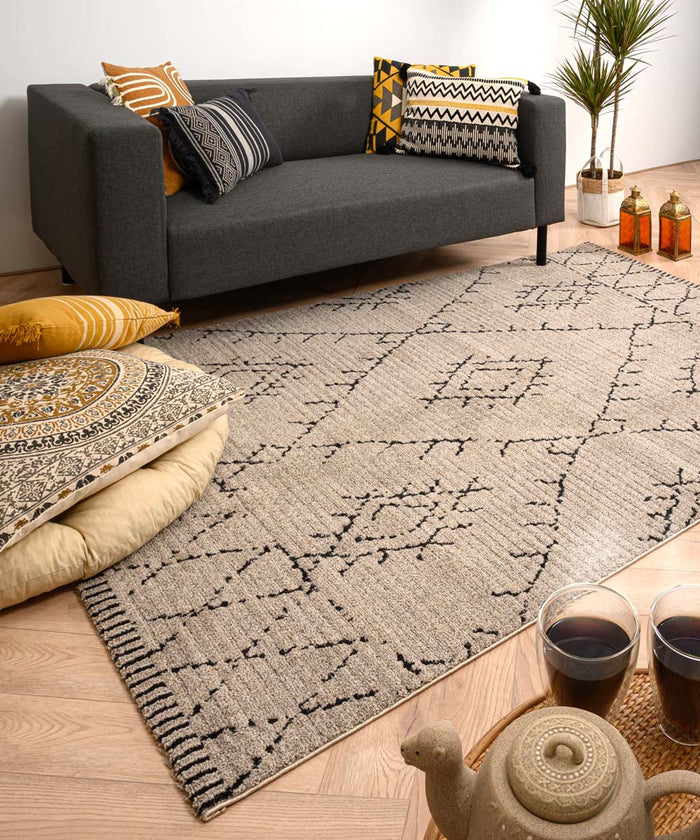 Boho&me Berber vloerkleed Beni Ouarain Sufian - grijs|zwart - 240x340