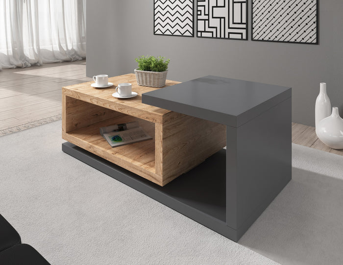 Meubella Salontafel Bello - Eiken - Antraciet - 120 cm