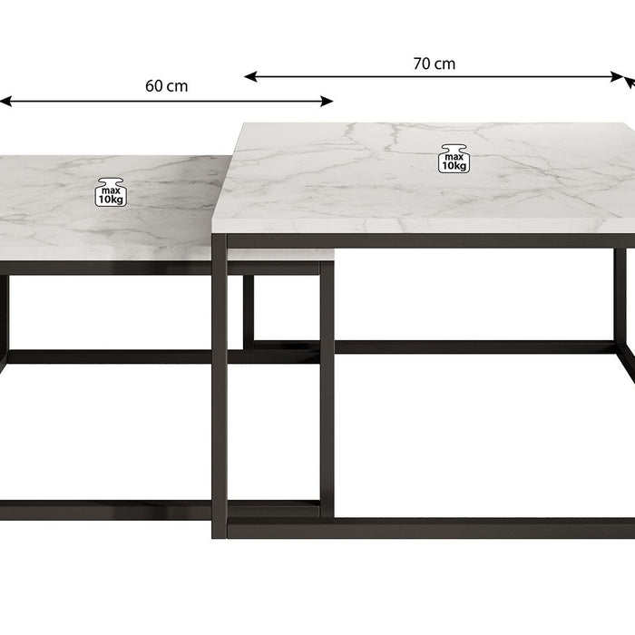 Meubella Salontafel Styler - Wit Marmerlook - set van 2