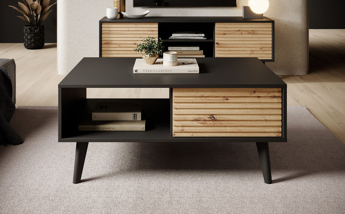 Meubella Salontafel Palladium - Eiken - Zwart - 104 cm