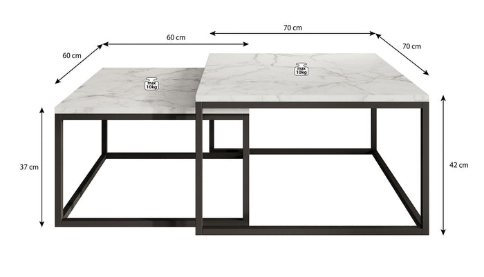 Meubella Salontafel Styler - Zwart Marmerlook - set van 2