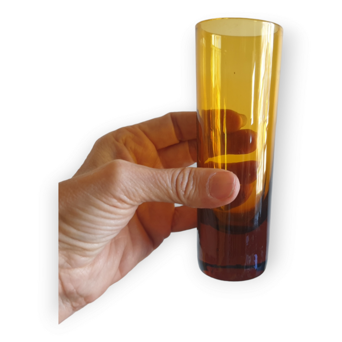 Reliving Vintage Retro Amber Kleurige Longdrink Glazen Dikke Bodem 6X