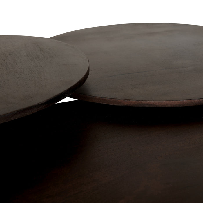 by fonQ Grand Bijzettafel Donkerbruin Mangohout - Ø 80 cm