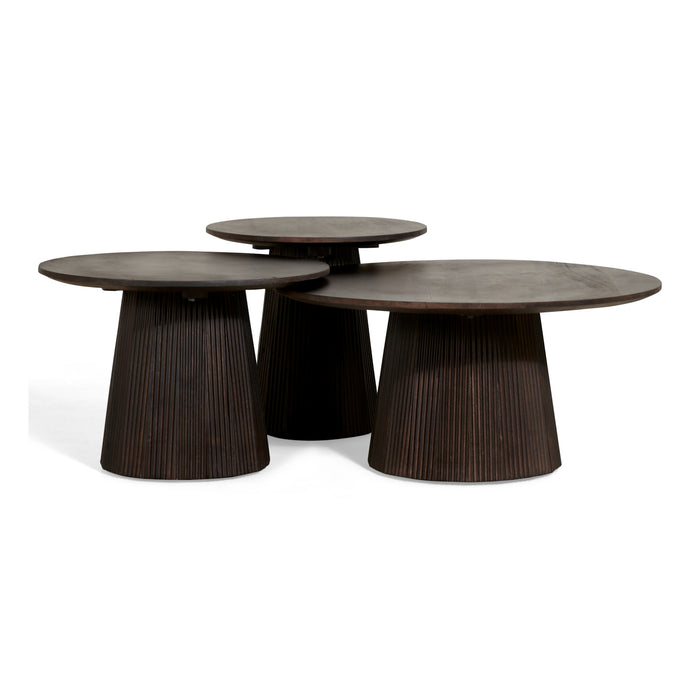 by fonQ Grand Bijzettafel Donkerbruin Mangohout - Ø 80 cm