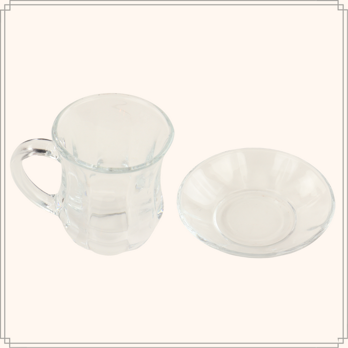 OTIX Turkse Theeglazen met Schotel Set van 4 met Oor Marokkaanse Th...