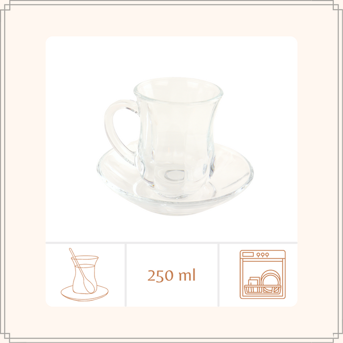 OTIX Turkse Theeglazen met Schotel Set van 4 met Oor Marokkaanse Th...