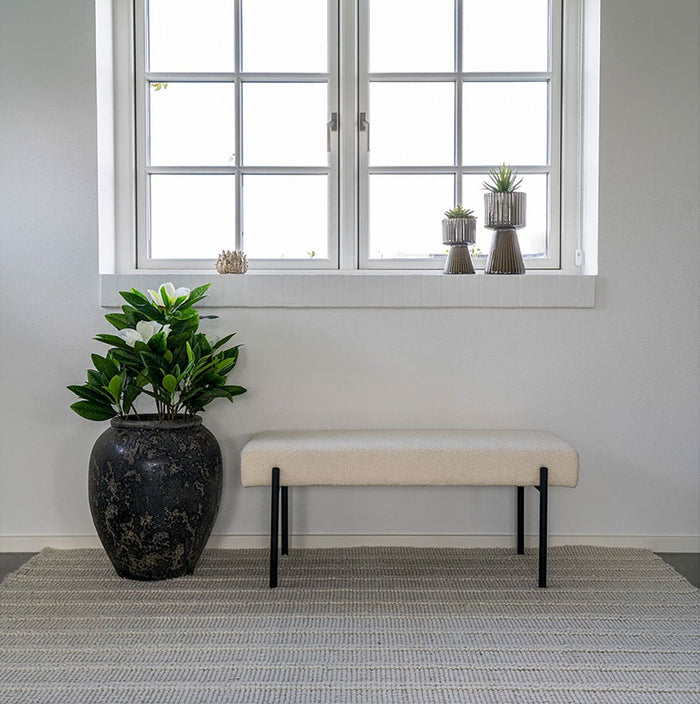 Artichok Marianna bouclé bankje gebroken wit - 100 x 42,5 cm