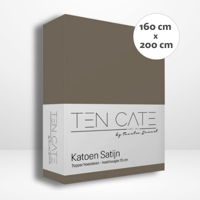 Ten Cate Katoensatijnen Topper Hoeslaken - 160x200 - Taupe
