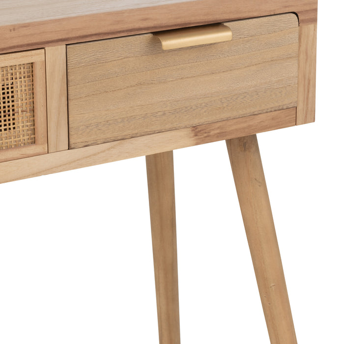 J-Line Console 3 Lades Paulownia|Rattan Naturel
