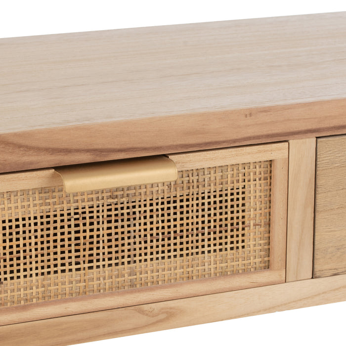 J-Line Console 3 Lades Paulownia|Rattan Naturel