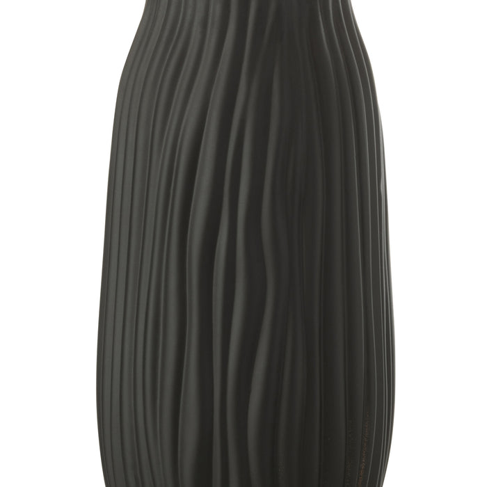 J-Line Vaas Inkepingen Glas Zwart|Goud Large