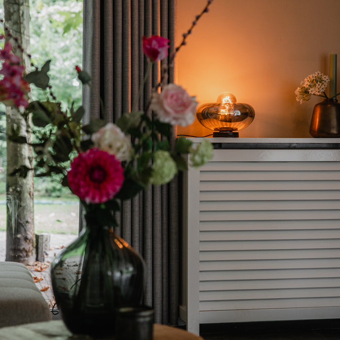 QAZQA Art Deco tafellamp zwart met smoke glas - Ayesha