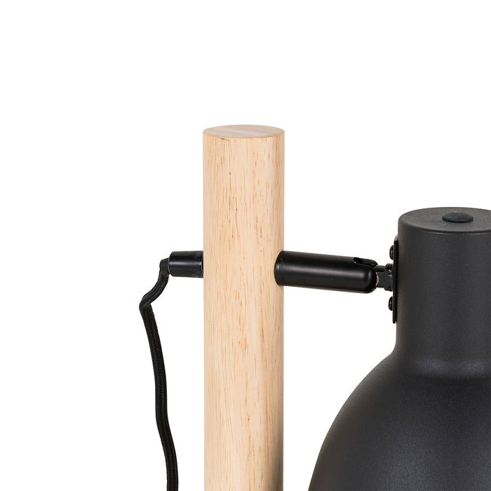QAZQA Landelijke tafellamp zwart met hout - Flint