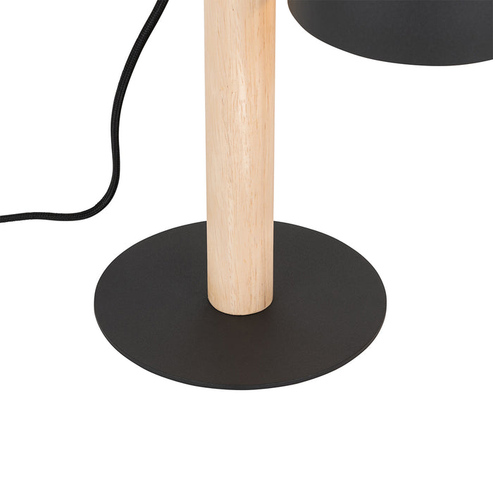 QAZQA Landelijke tafellamp zwart met hout - Flint