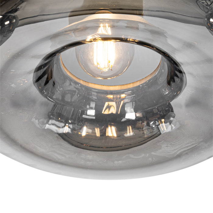 QAZQA Art Deco hanglamp zwart met smoke glas rond 3-lichts - Ayesha