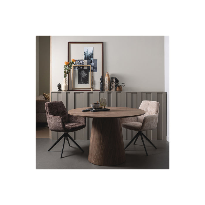 WOOOD Maan Eettafel - MDF - Walnoot - 75x120x120