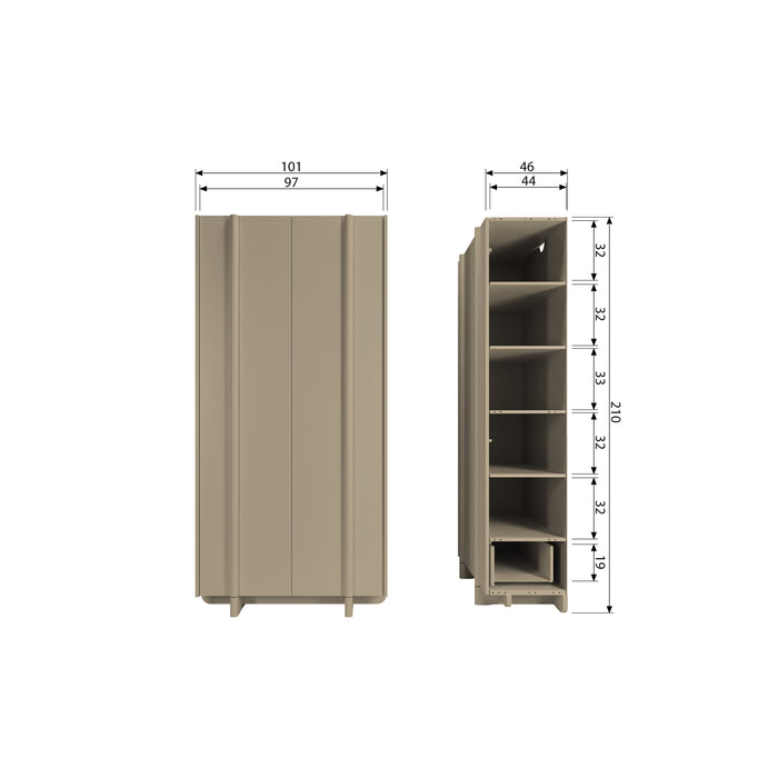 WOOOD Basu Hoge Opbergkast Grenenhout B 100 cm - Moss