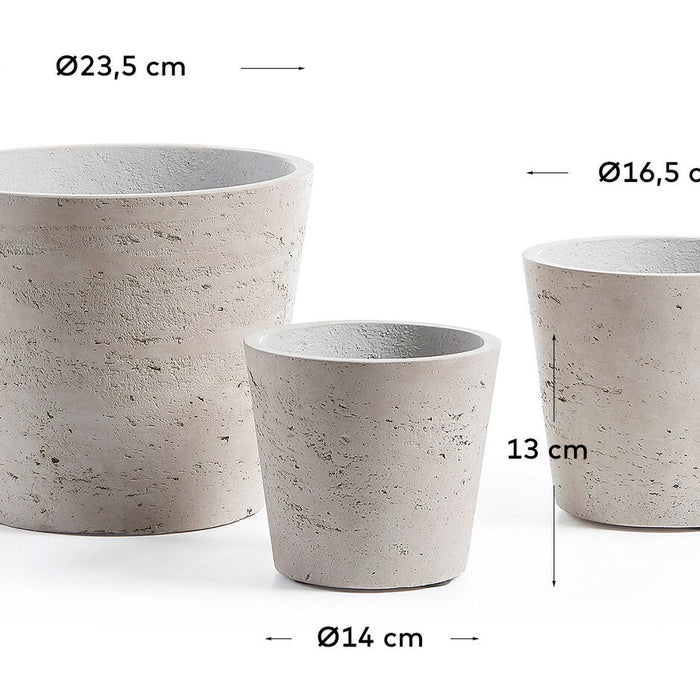 Kave Home - Low set van 3 bloempotten grijs Ø 23,5 cm | Ø 16,5 cm | Ø