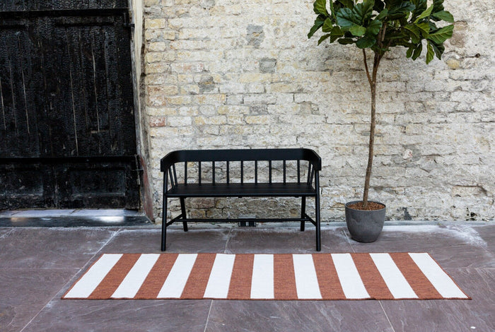 Eva Interior Loper Buitenkleed Stripes - Roest|Wit - 80 x 250cm