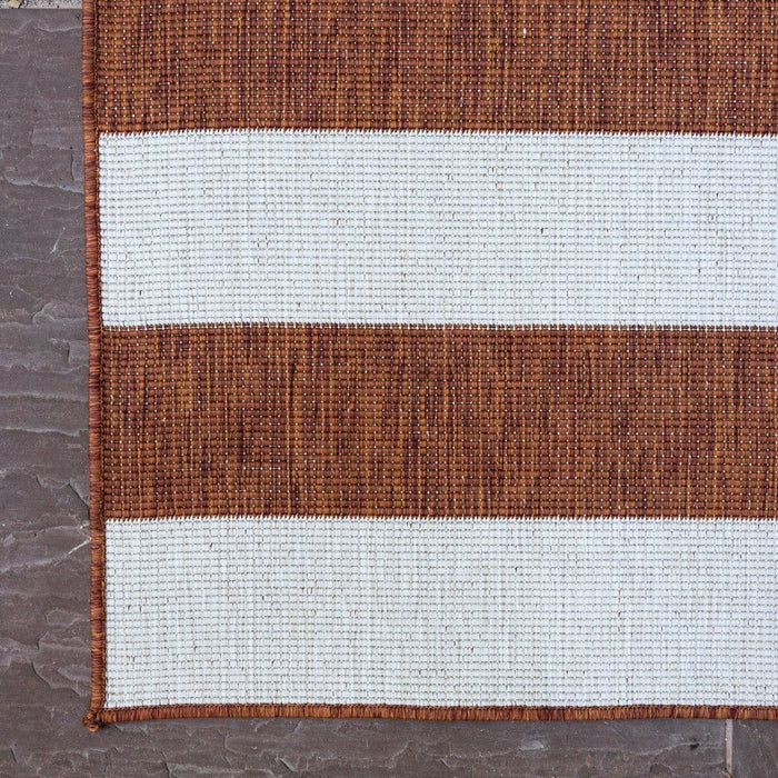 Eva Interior Loper Buitenkleed Stripes - Roest|Wit - 80 x 250cm