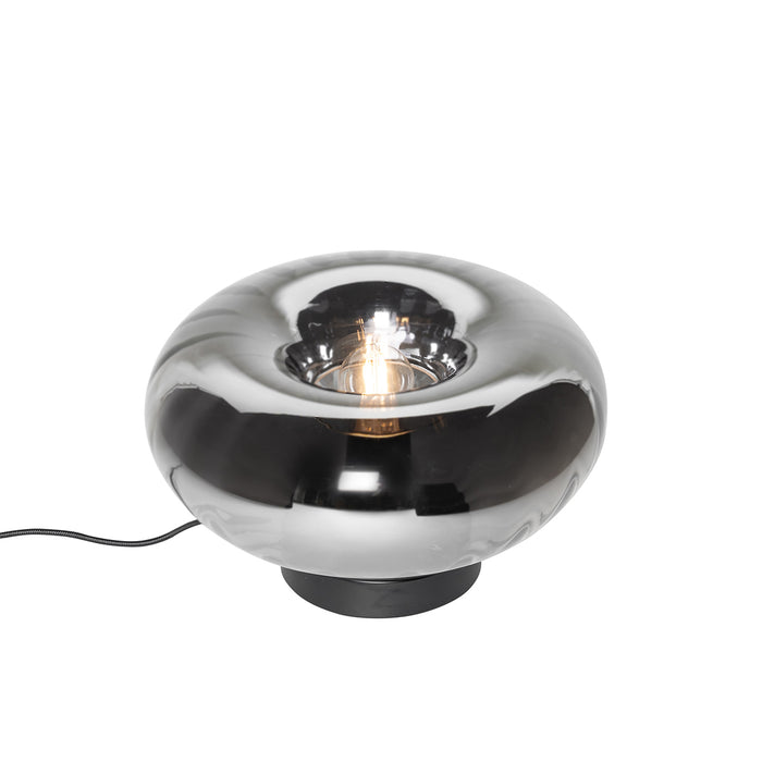 QAZQA Art Deco tafellamp zwart met smoke glas - Ayesha