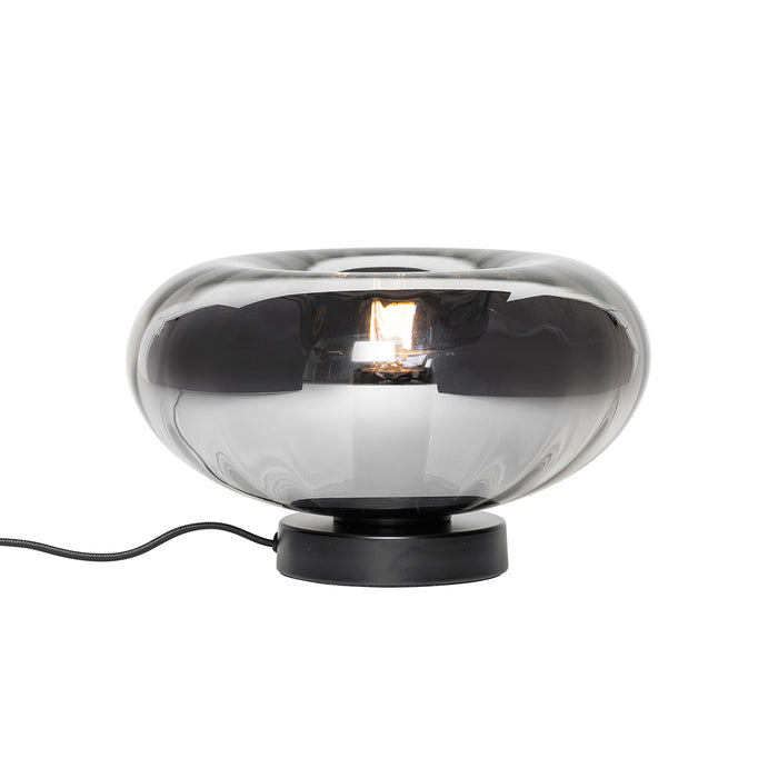 QAZQA Art Deco tafellamp zwart met smoke glas - Ayesha