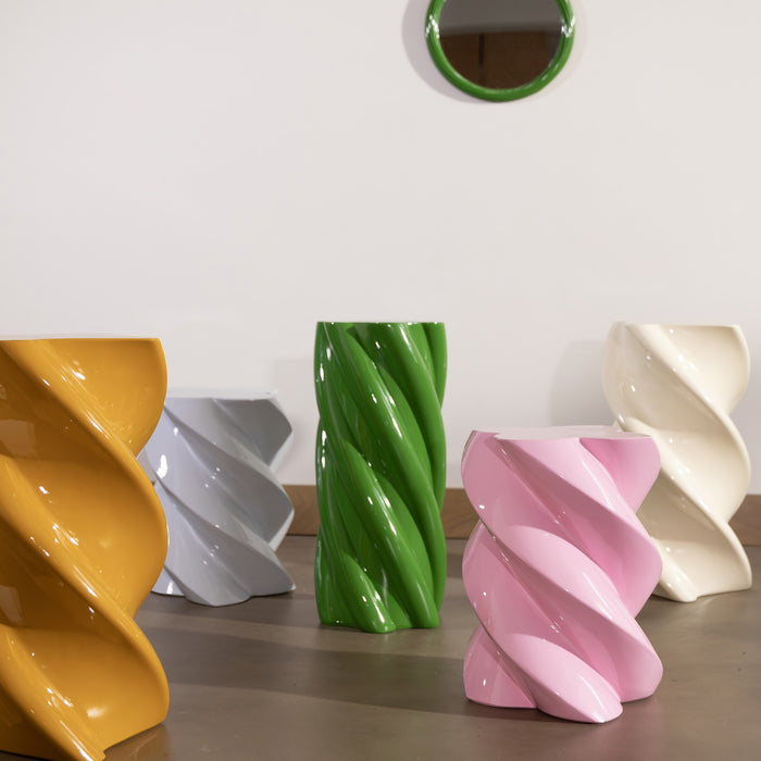 &k amsterdam Pillar Marshmallow Bijzettafel H 55 cm - Groen