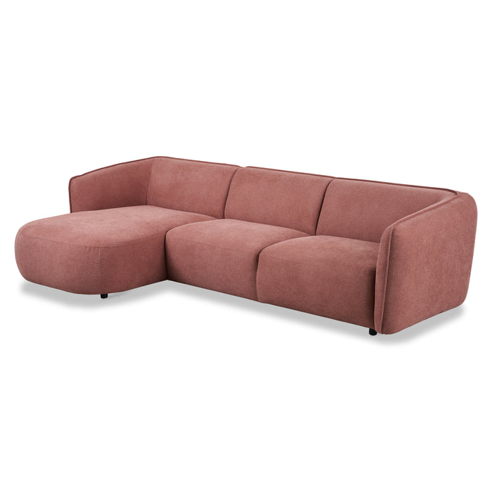 by fonQ Soft Hoekbank met Chaise Longue Links - Micro Chenille - Oud Roze