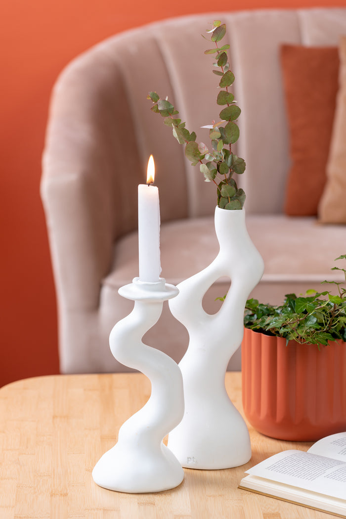 present time - Vase Organic Swirls polyresin white