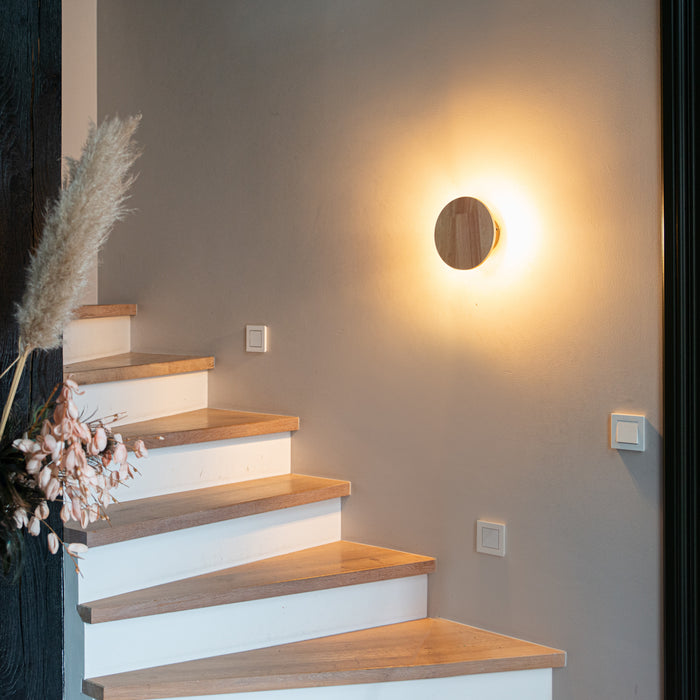 QAZQA Landelijk wandlamp hout rond kantelbaar - Pulley