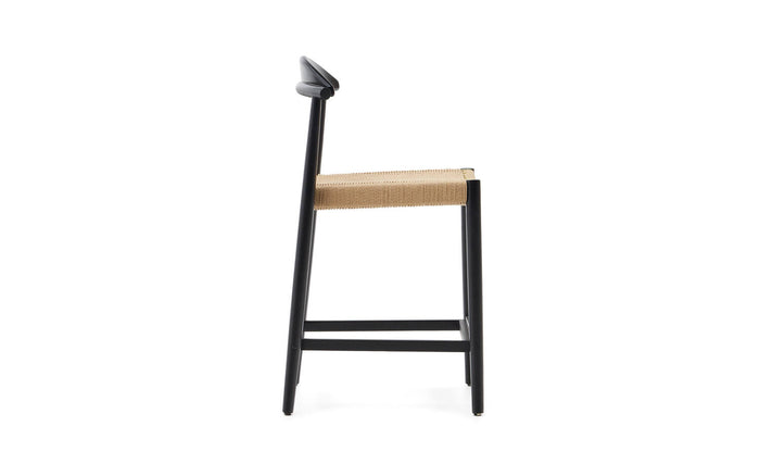 Kave Home - Kruk Nina van massief acaciahout zwarte afwerking en beige