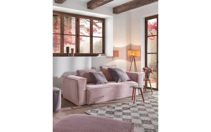 Kave Home - Blok kussen in roze corduroy met brede naad, 40 x 60 cm