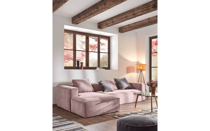 Kave Home - Blok kussen in roze corduroy met brede naad, 40 x 60 cm