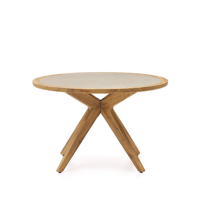 Kave Home - Julieta ronde tafel in beige polybeton en massief
